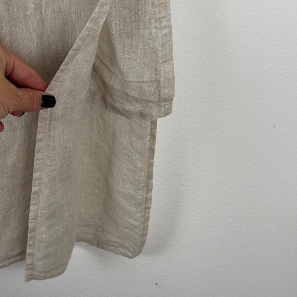 Chico's 100% Linen Beige Long Line Sleeveless Tunic Top Chico Size 2 (US L/12) - Picture 4 of 10